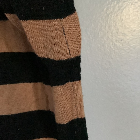 EUC Merona Brown and Black Knit Striped 3/4 Sleeve Mid-Thigh Sweater Dress - Picture 4 of 5